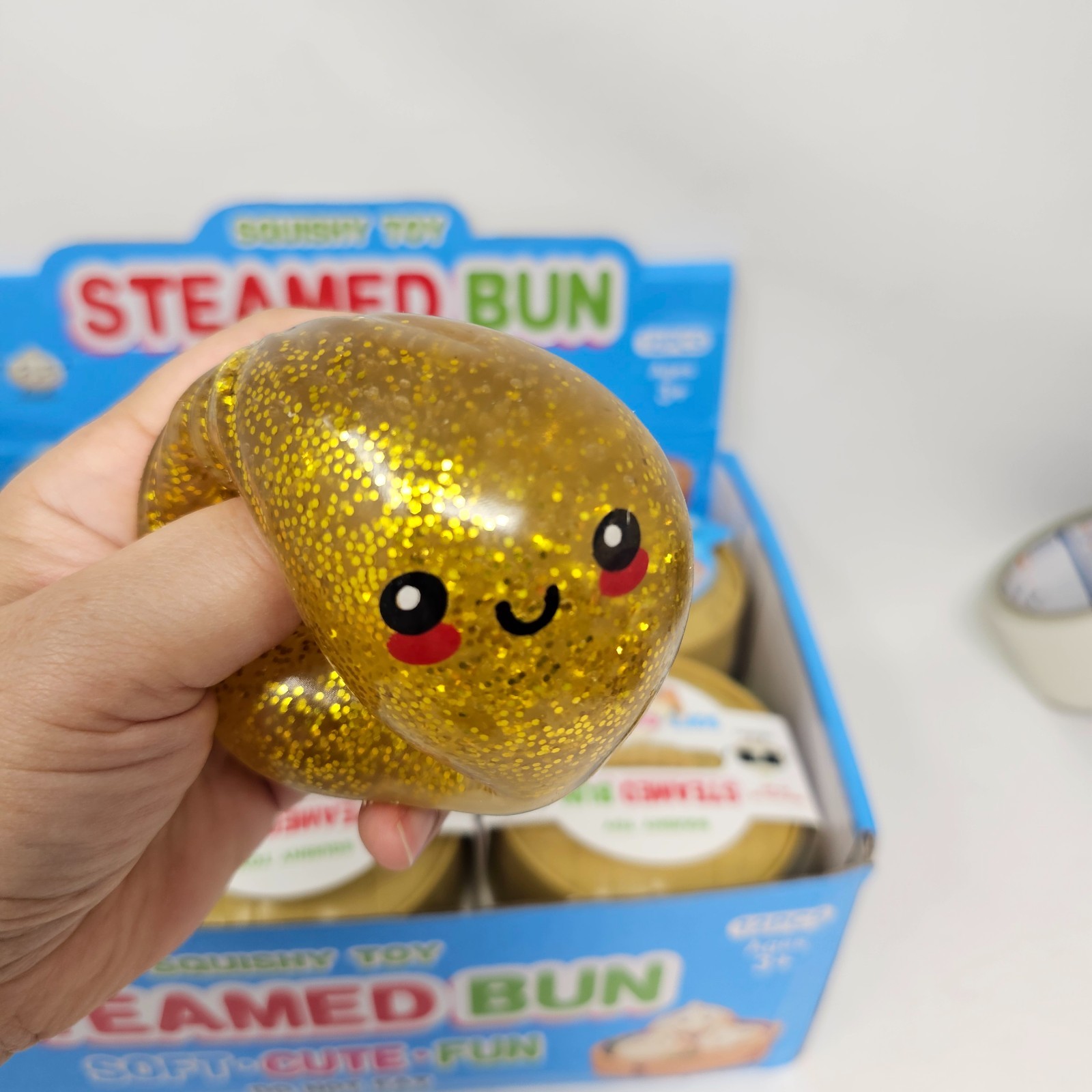 Squishy Glitter Steamed Bun Dumpling Stress Relief Squeeze Toy New 1pc