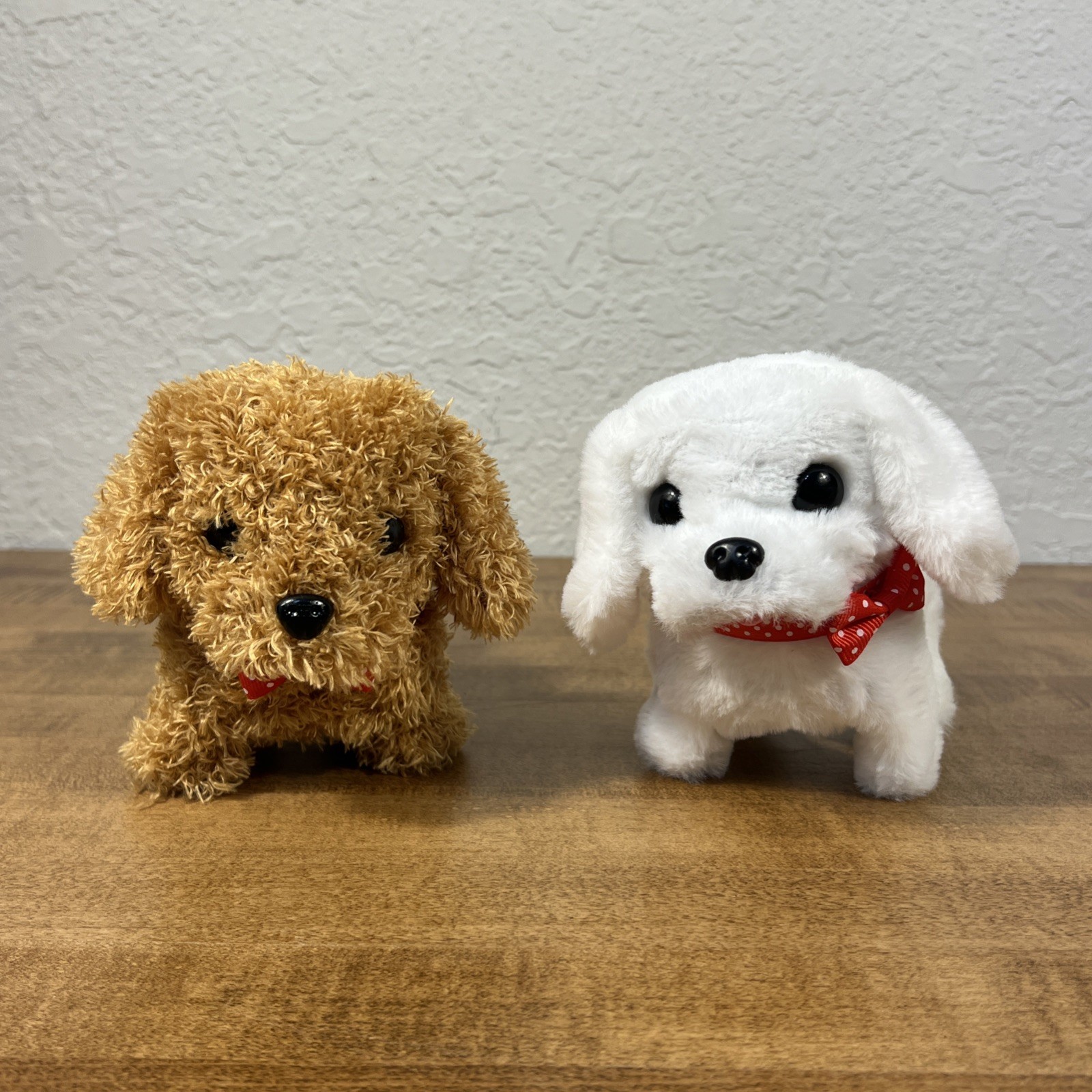 Lot of 2 Nico Robotica Puppy Walking Robot Dogs White & Brown – Tested