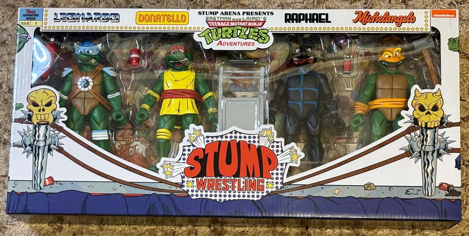 NEW NECA Teenage Mutant Ninja Turtles Cartoon Stump Wrestling Turtles 7&Prime; 4-Pack
