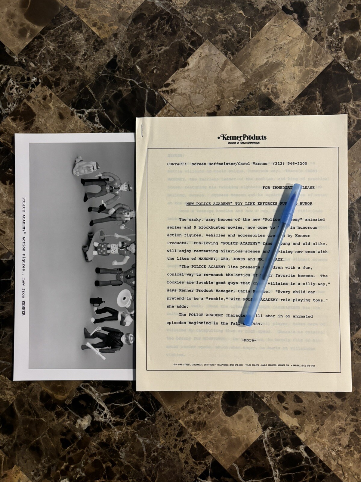 1989 Kenner Police Academy Figures Captain Harris Pre Production Press Release