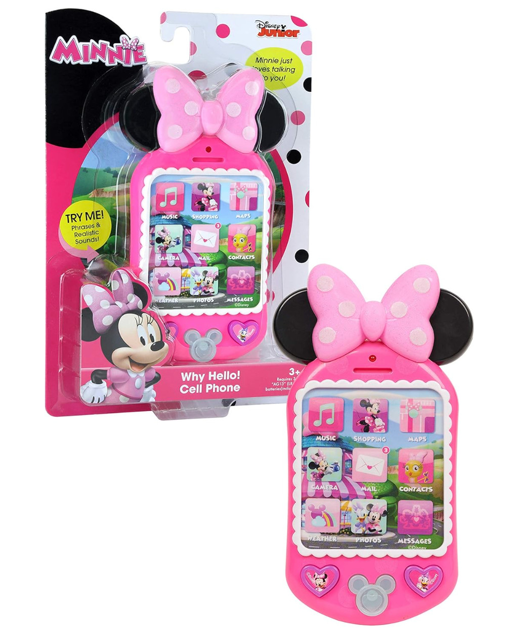 Disney Junior Minnie Bow-Tique Why Hello Pretend Play Cell Phone, Lights and Sou