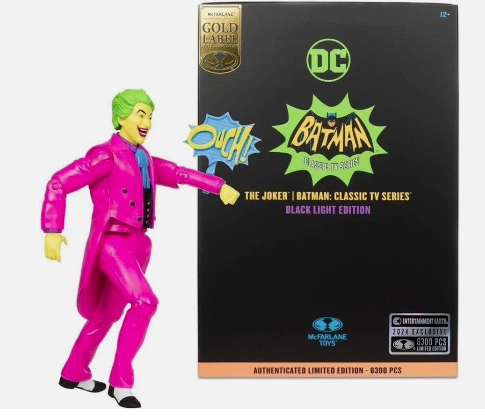 2024 McFarlane Gold Label Batman 1966 Joker Black Light Edition 1/6300 Sealed