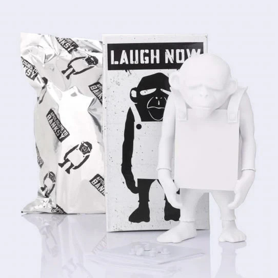 Apologies To BANKSY Laugh Now DIY 6&Prime; Vinyl Figure Toy Monkey Chimp Blank BAD BOX