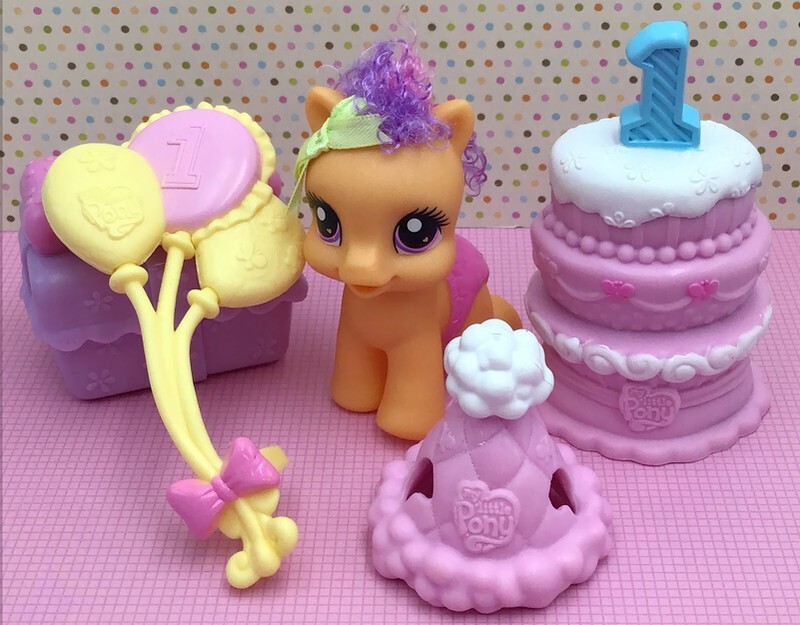My Little Pony G3.5 Newborn Cuties Scootaloo&rsquo;s Party 1st Birthday Lot Cake Hat
