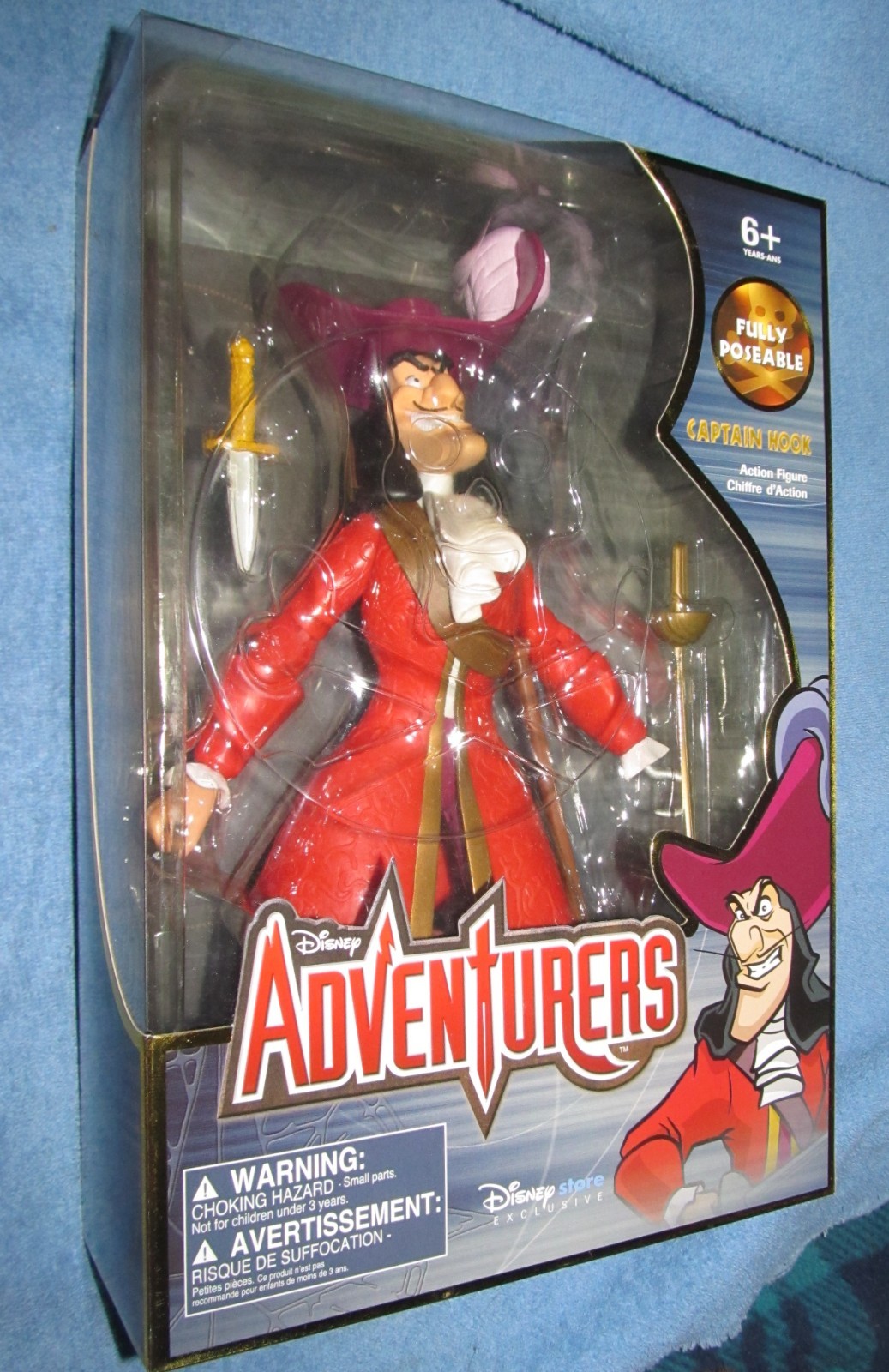 Disney Store Adventurers Fully Poseable Captain Hook 12&Prime; Action Figure 1999 /HTF