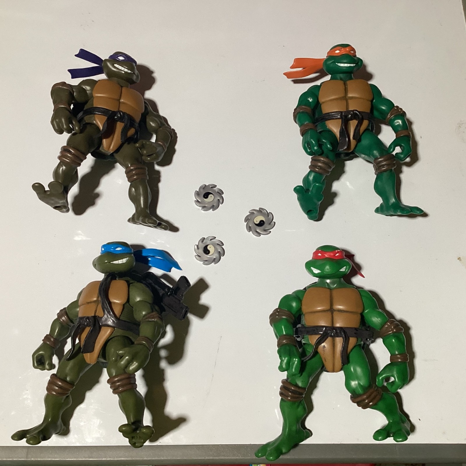 Lot 4 2002 Teenage Mutant Ninja Turtles Playmates Action Figures 4 1/2 inch tall
