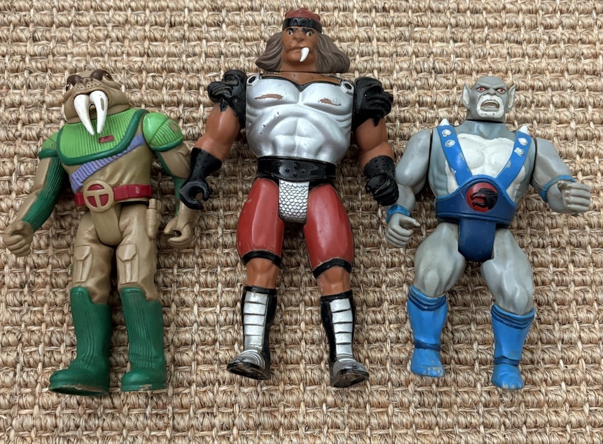 Lot Of 3 Vintage 1985 Thundercats Grune Destroyer Telepix Tuska Warrior Panthro