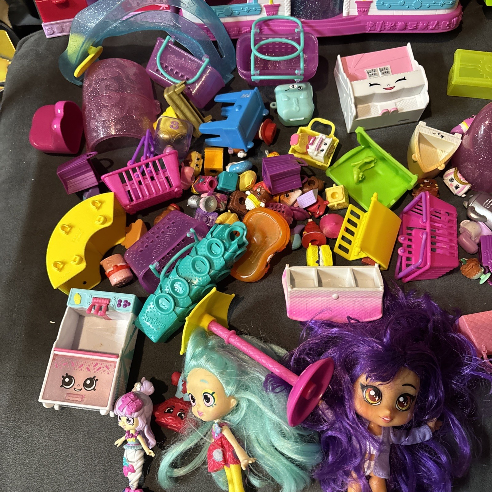 Huge Shopkins Lot Pieces Bags Baskets Dolls Some Rare Shopkins