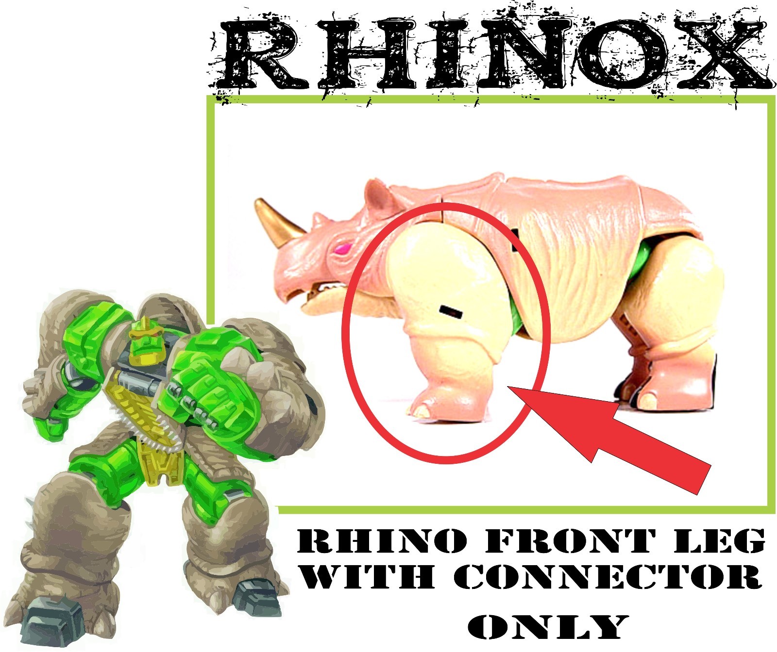 Transformers Beast Wars _ Rhinox _ Rhino Left Front Leg Cover with Connector
