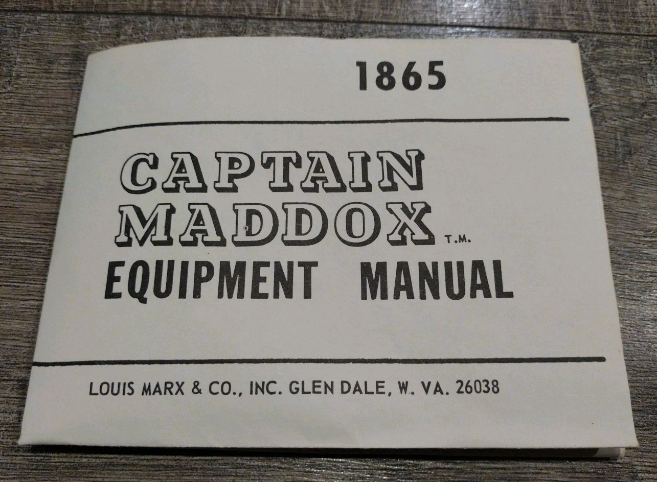 1960&rsquo;s-70&rsquo;s Marx Johnny West Capt. Maddox Equipment Manual FAF Version Good Cond
