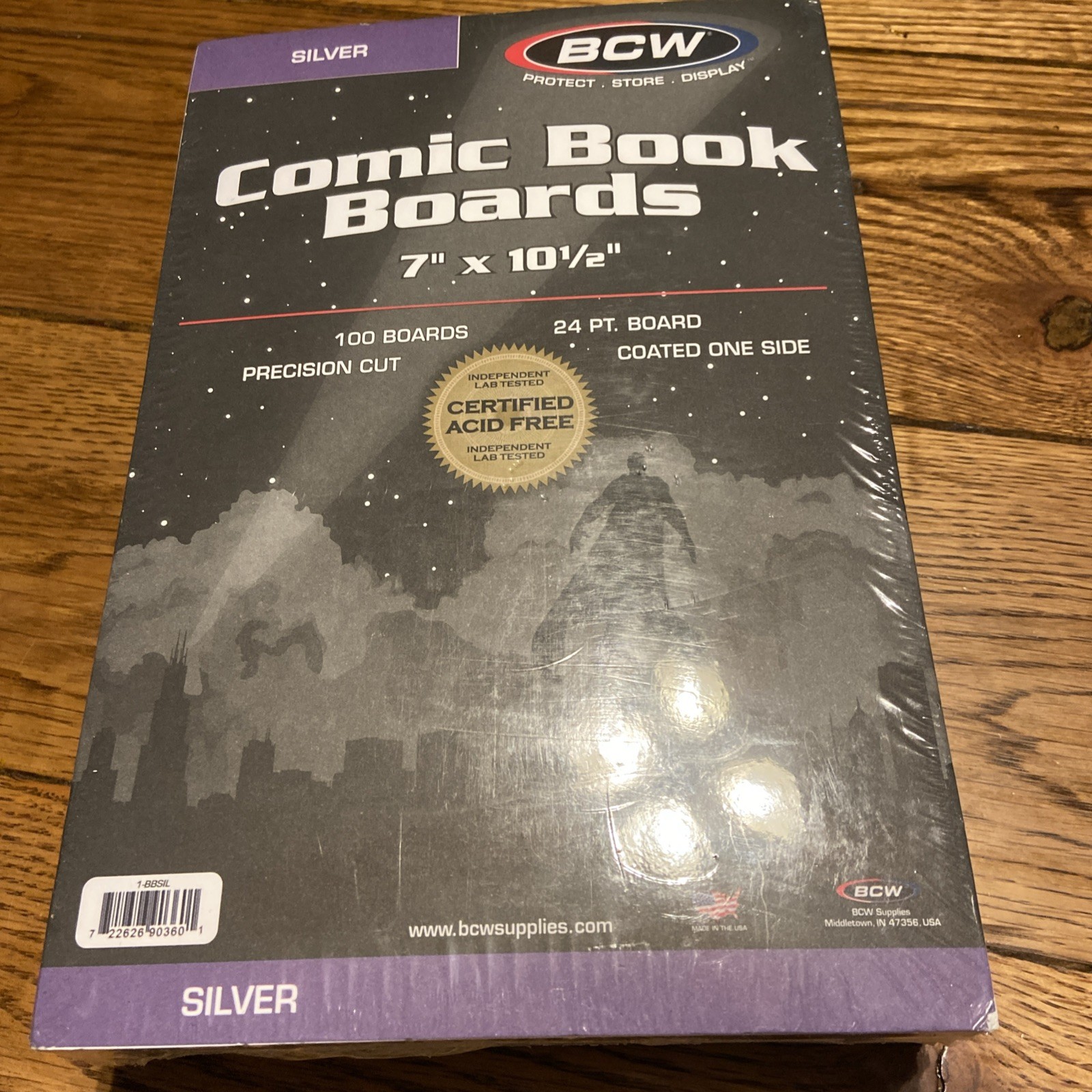 New BCW Silver Comic Book Backing Boards Pack of 100 Acid Free 24 PT, 7&Prime; x 10.5&Prime;