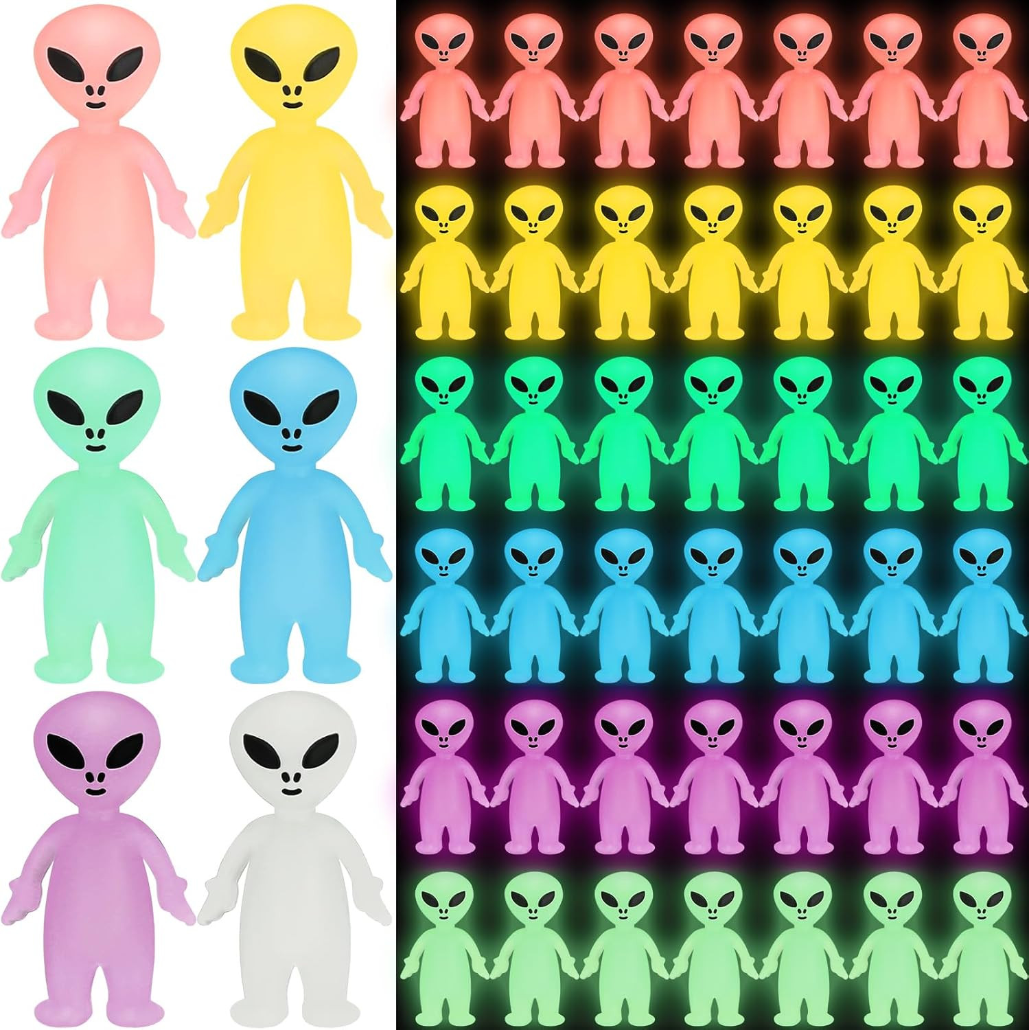 30 Pcs Mini Alien Figures Bulk Glow in the Dark Small Little Tiny Aliens Figurin