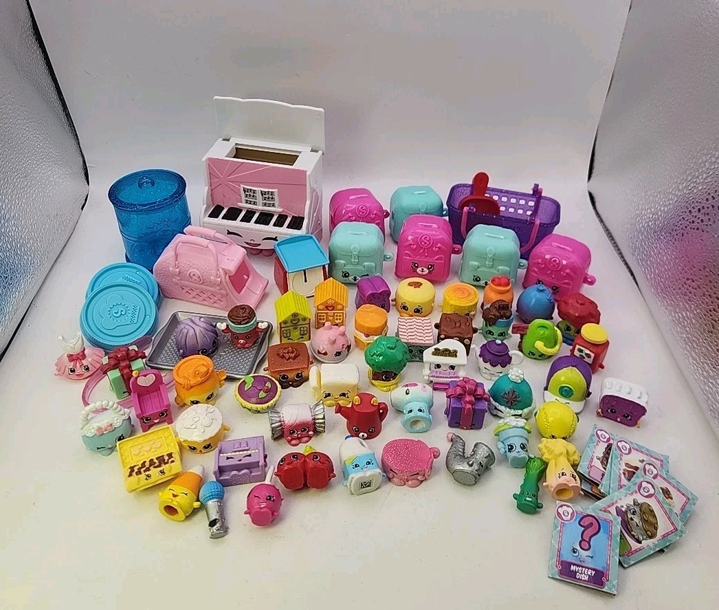Shopkins Lot of 50+ Different Figures Mixed Seasons! Rares!! Piano Bags