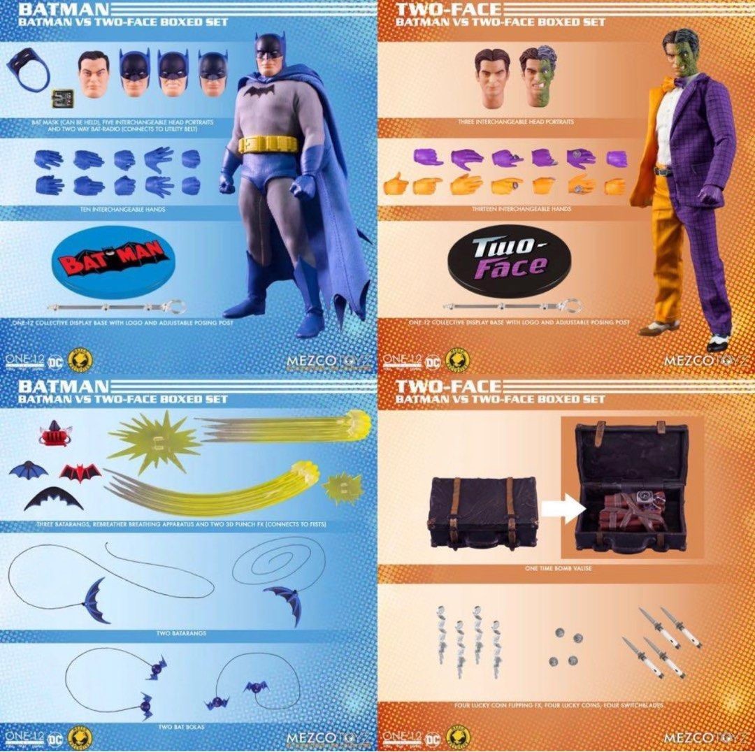 Mezco One 12 Batman vs Two-Face Golden Age Edition Set Action Figures (loose)