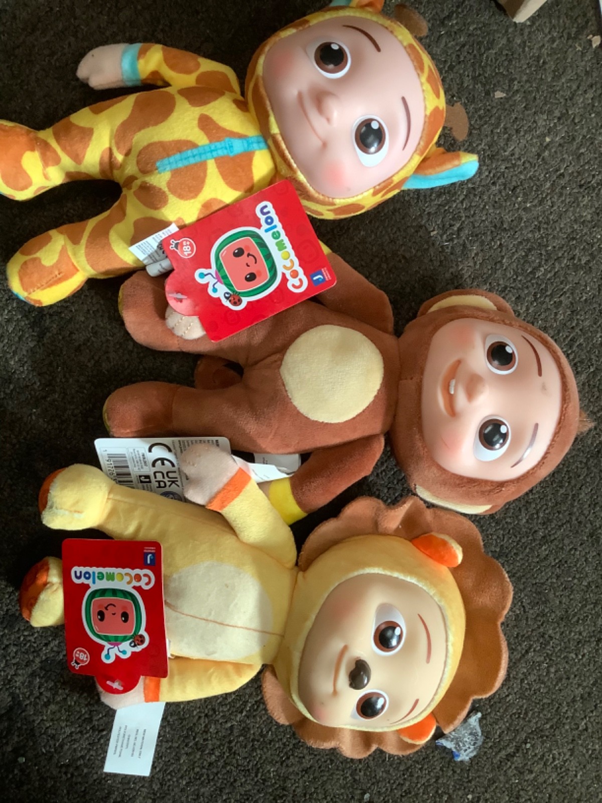 3*cocomelon JJ Plush Lion Giraffe Monkey 8” new with tags