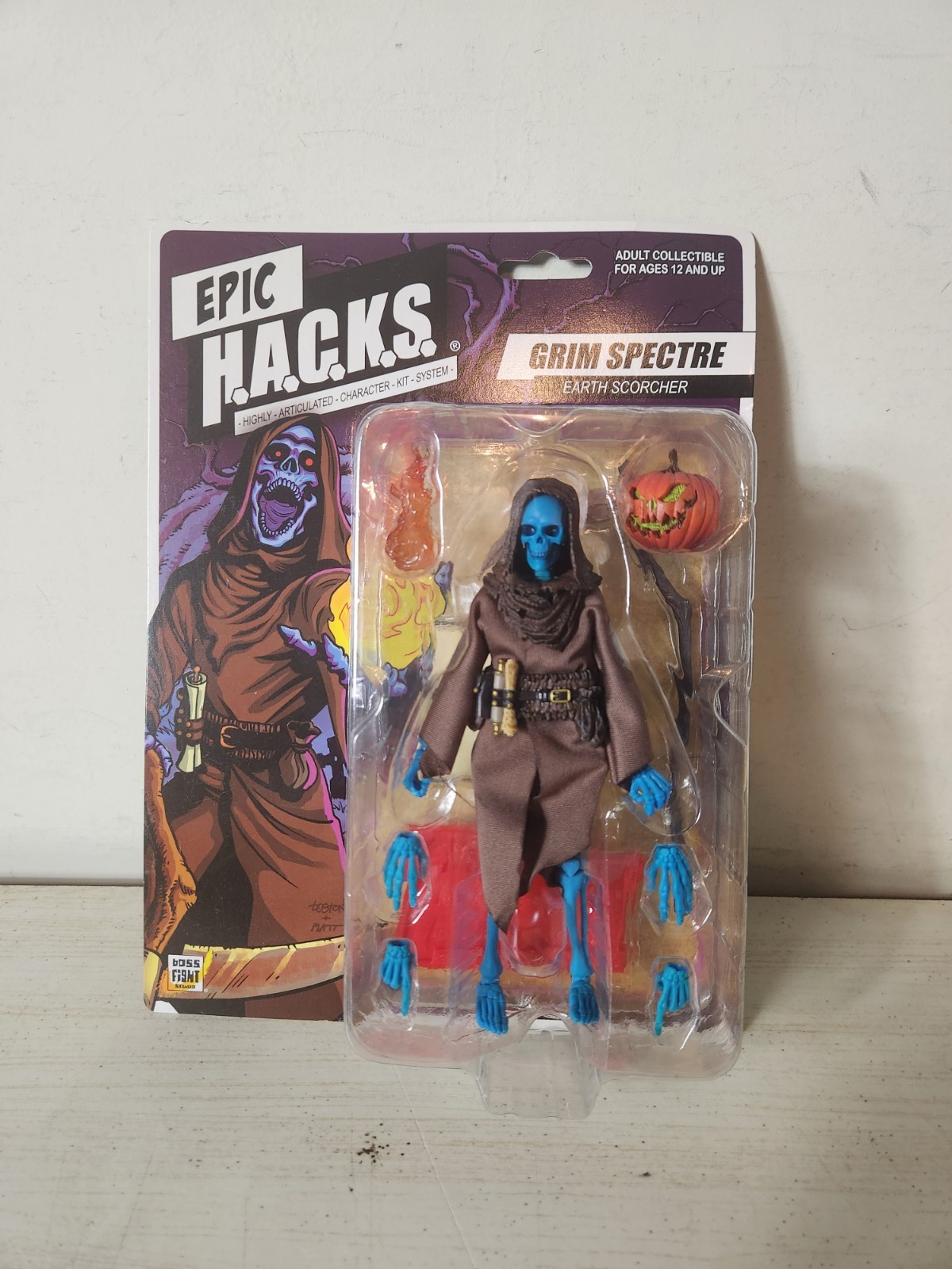 Boss Fight Studio Epic Hacks GRIM SPECTRE Earth Scorcher 6&Prime; Figure Blue Skeleton