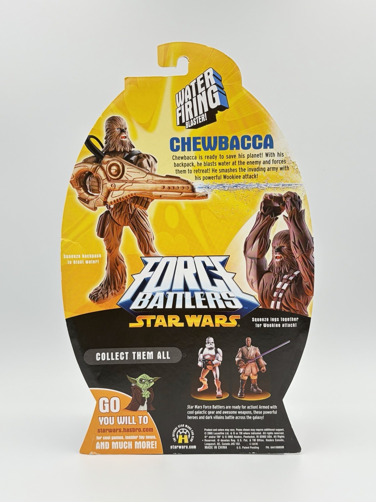 Star Wars Force Battlers Chewbacca Figure 2005 Hasbro Water Firing Blaster New