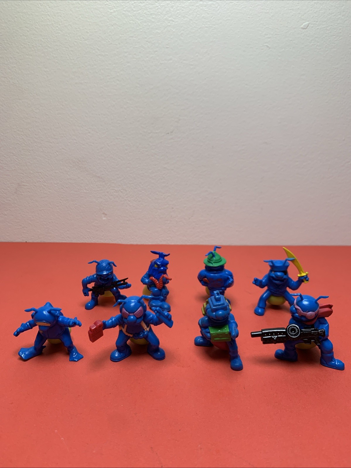 Lot Of 8 1987 Hasbro Blue Army Ants Figures with Weapons & Accessories