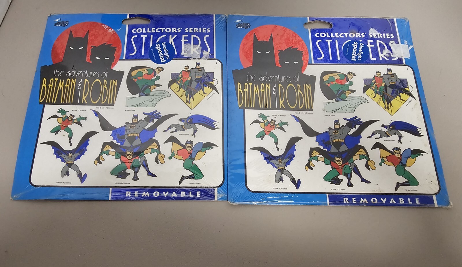 Lot Of 2 Vintage Mello Smello Batman & Robin Stickers Collectors Series 1994 New