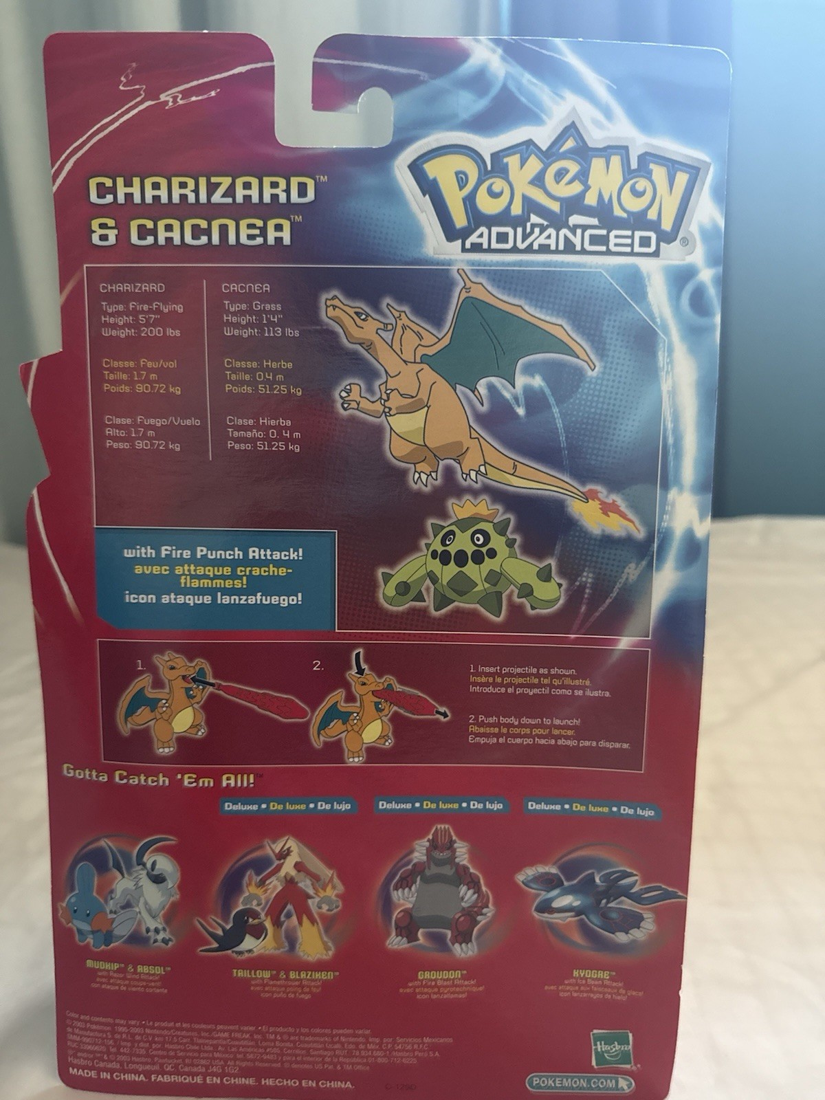 2003 Hasbro Pokémon Advanced Charizard & Cacnea Battle Figure Set NIB Seal Rare