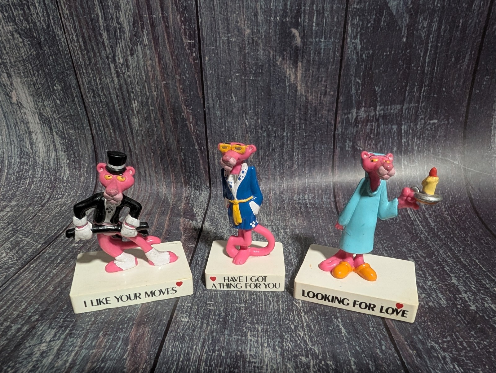 Pink Panther 1989 PVC Vintage Figures Lot of 3 – Tuxedo Robe Gown Love Valentine