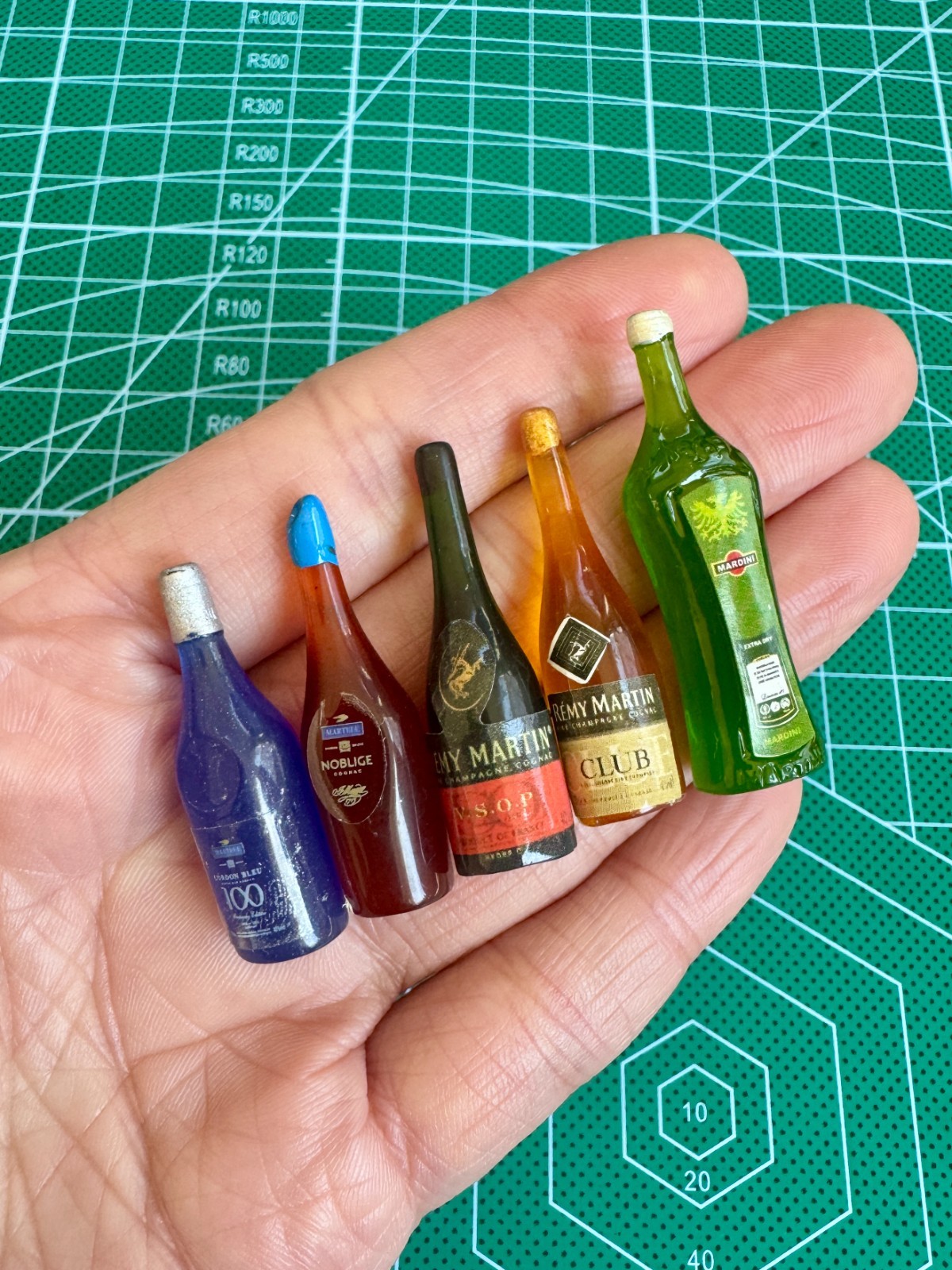 Dollhouse Miniature Alcohol Bottles Collection – Bar Decor 5pc Set – Tiny Toy