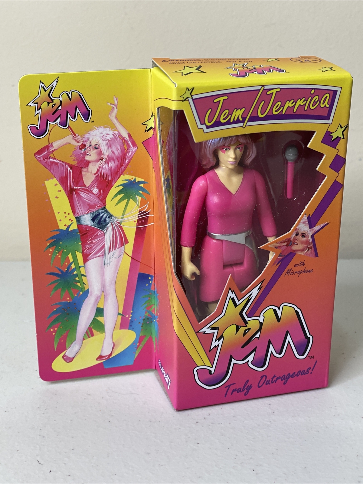 Jem & The Holograms Jerrica Neon Retro Box 3 3/4 inch ReAction Figure SDCC 22