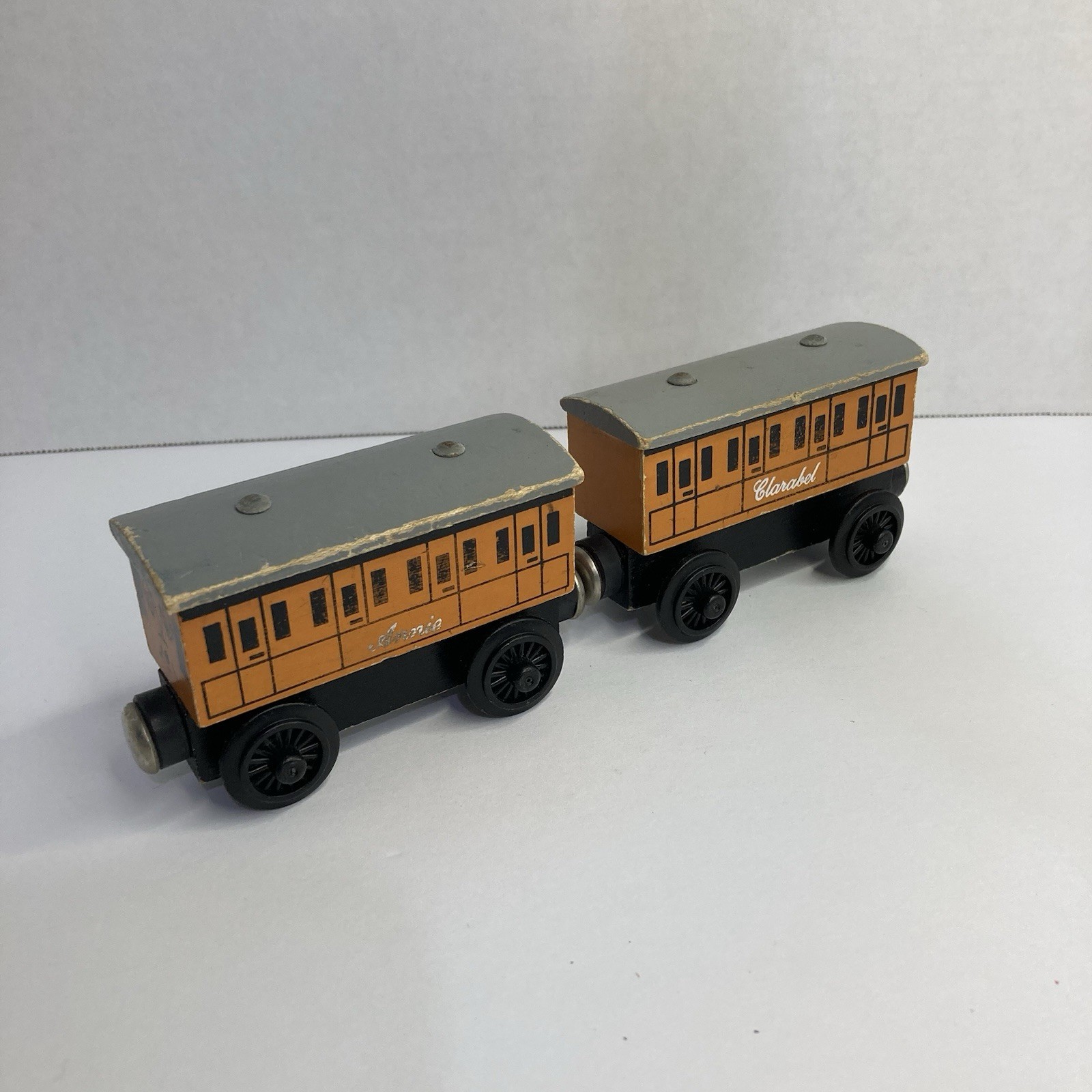 Vintage Thomas & Friends Wooden Railway Trains Annie & Clarabel – With Staples