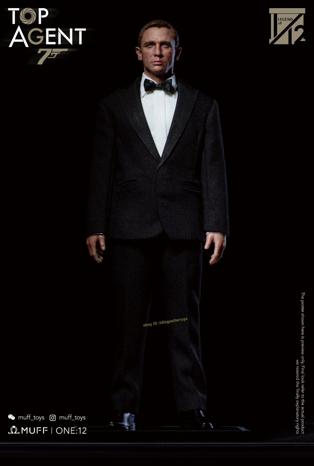 MUFF 007 Agent Killer 1/12 Action Figure Suit Clothes Gray suit & Head Body 2026
