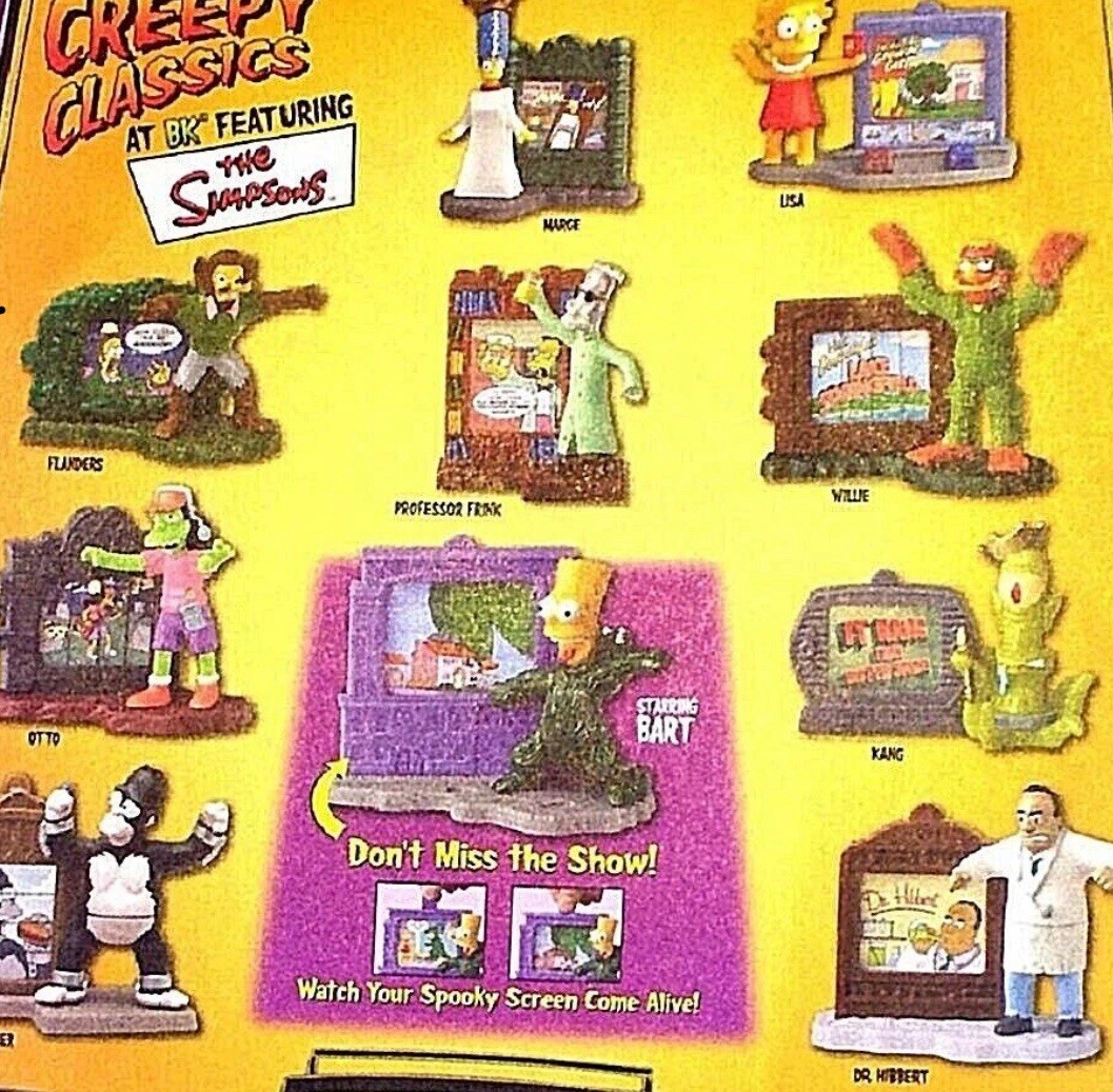 2002 The Simpsons Creepy Classics Burger King Kids Meal Complete Set 10 New