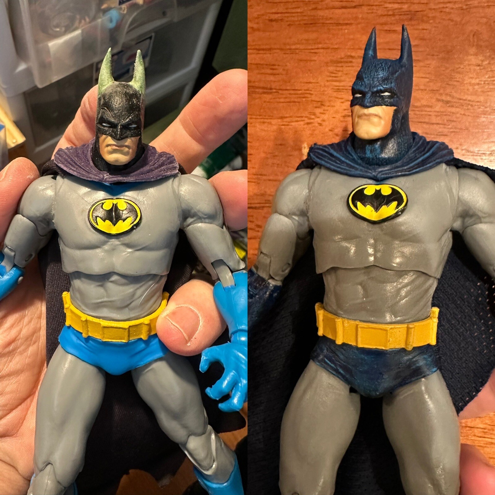 Custom McFarlane Batman Year 2 Figure Rare Cowl Unmasked Headswap W/ Base LOOK!!