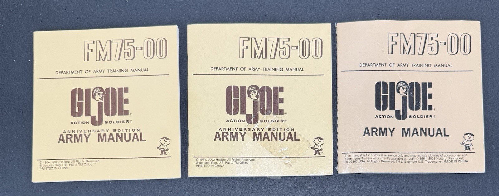 3 Repro GI Joe Anniversary Edition Army FM75-00 Manuals