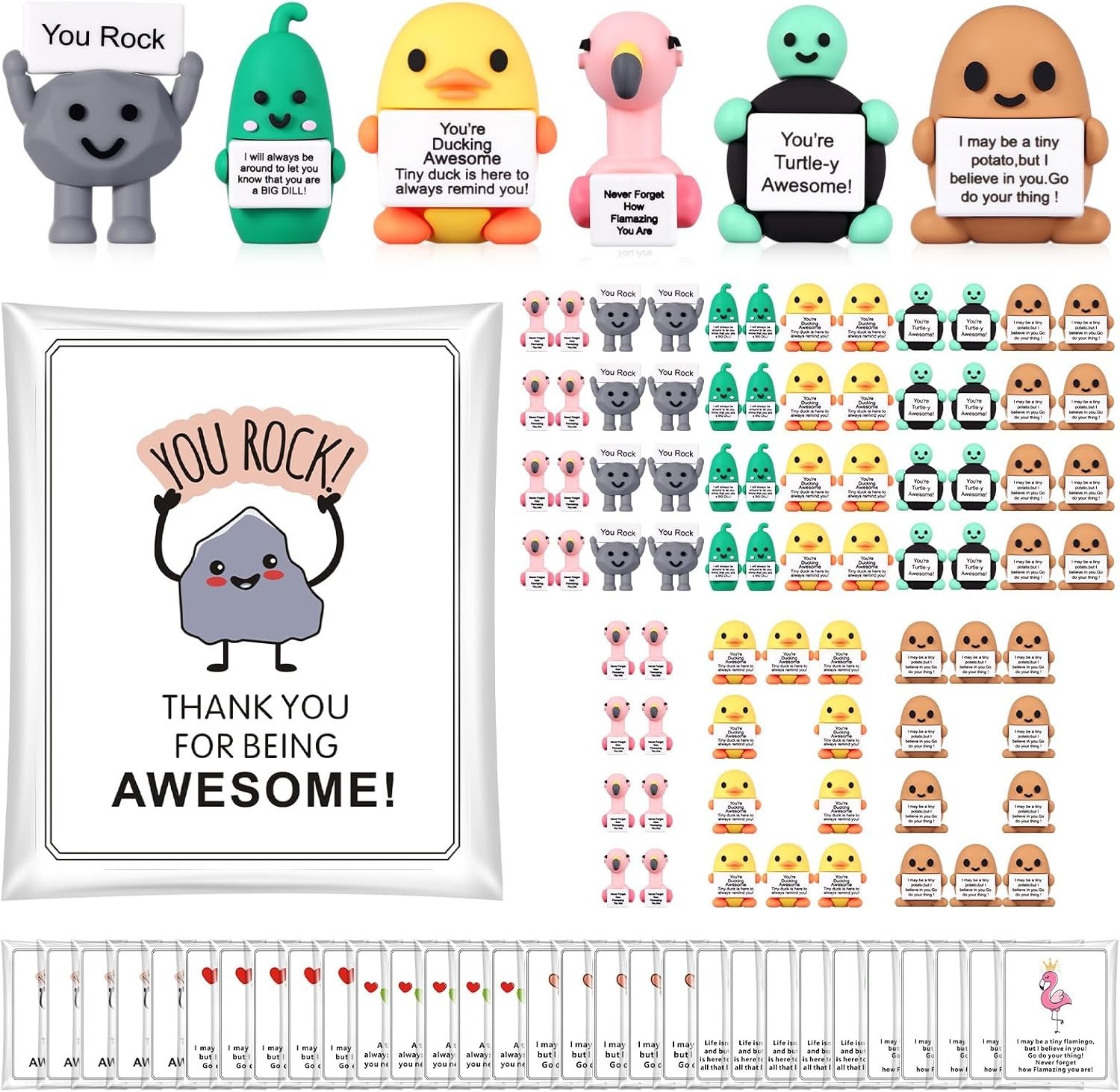 100 Mini Figures Gift Set with Positive Cards & Bags