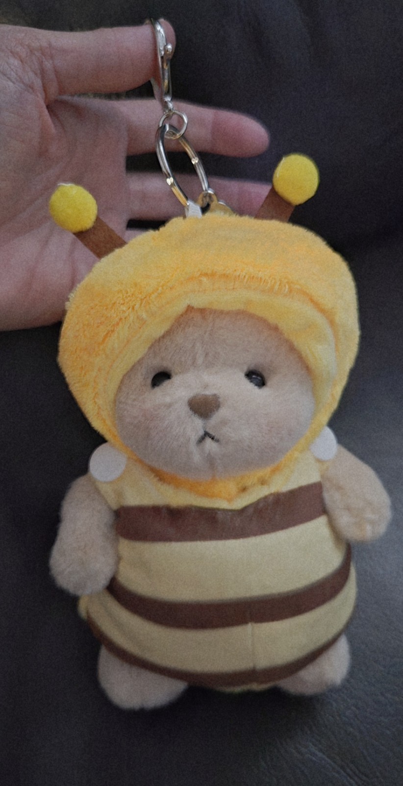 Handmade Fully Jointed 5.9&Prime; Yellow Bumble Bee Bear Plush Keychain