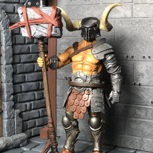 Custom painted Mythic Legions Weapons For Large Stone Hammer, 6-7 Inch Scale