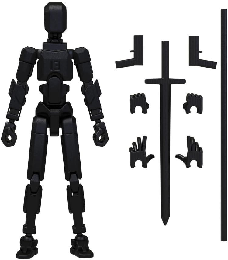 Compatible with 3D Printed Action Figure Toy Customizable Black Multi-Jointed…