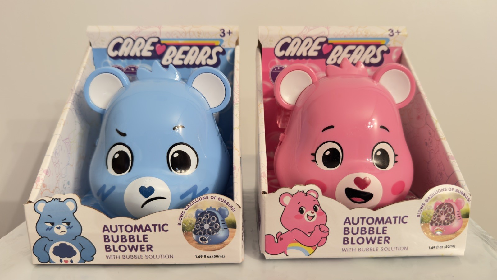 Care Bears Grumpy & Cheer Bear Automatic Bubble Blower New In Box With Bubbles