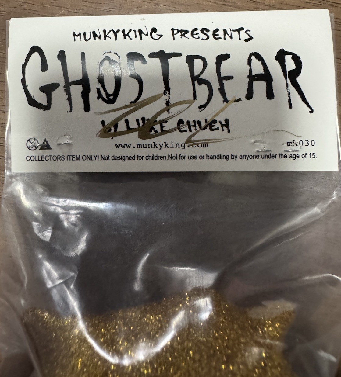 Gold Glitter Ghost Bear – Luke Chueh Designer Con 2019 NEW RARE Signed
