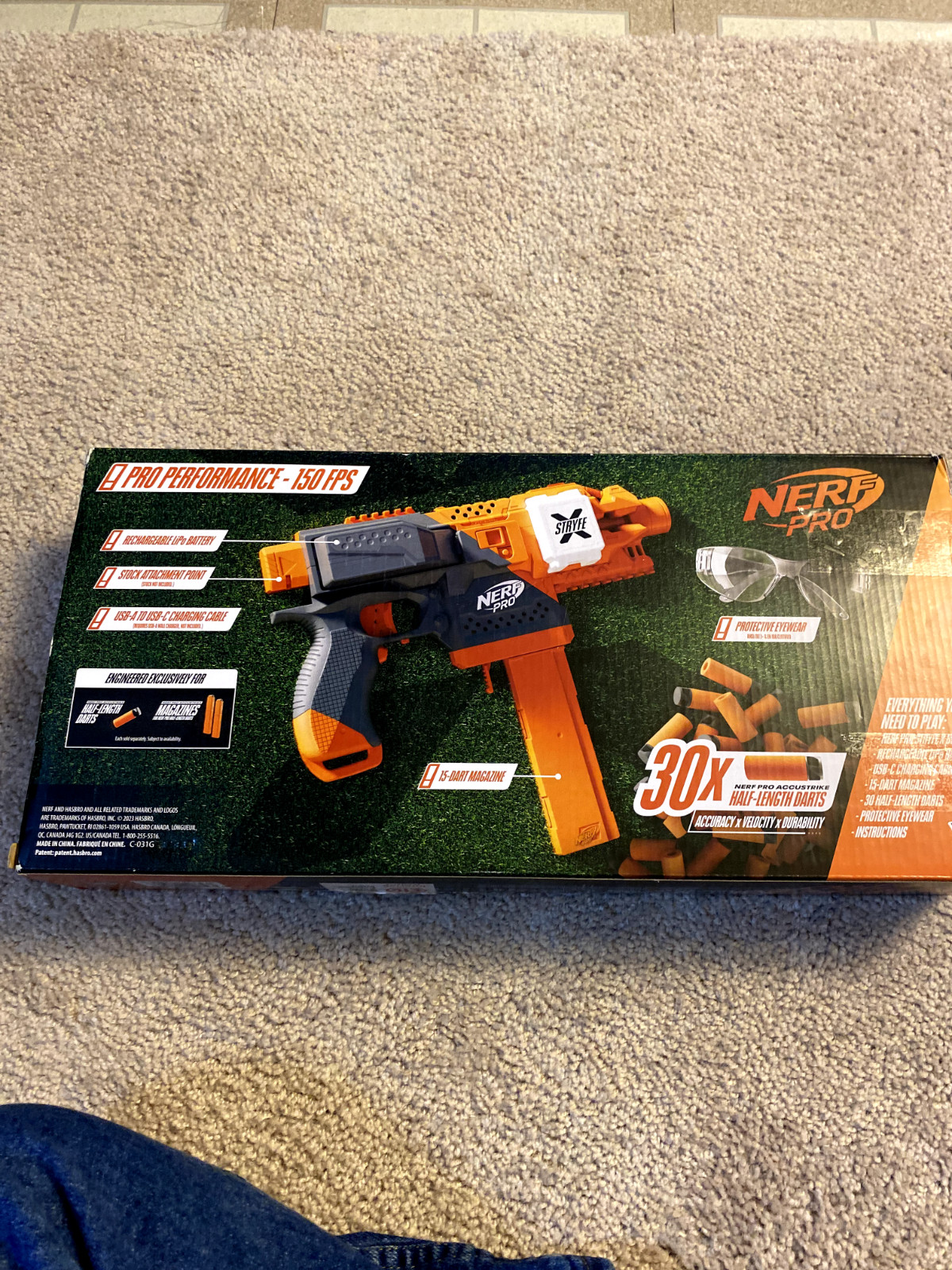 Nerf Pro Stryfe X Dart Blaster: Battery, 30 HL Darts, Magazine, Glass & Charger.