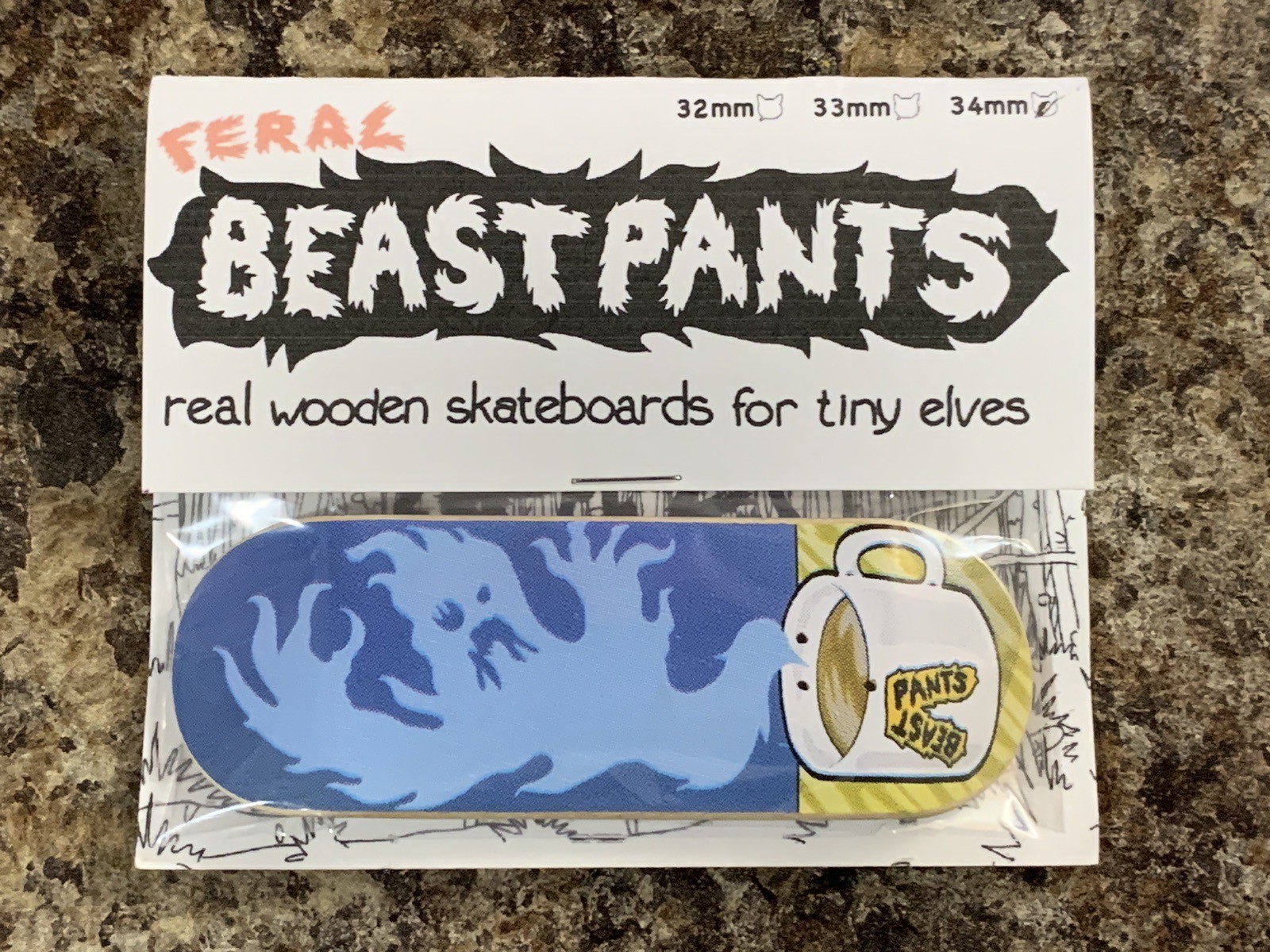 Beastpants Fingerboard 34mm Feral Coffee Phantom RARE GRAPHIC