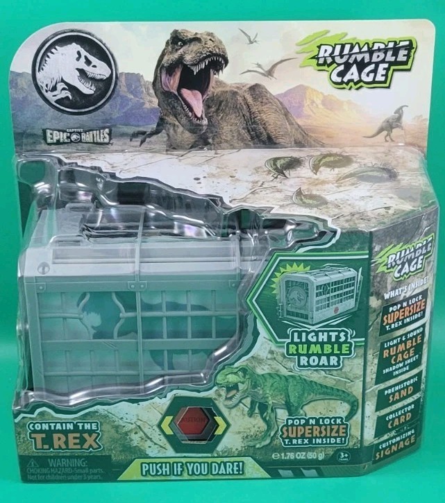Jurassic World Captivz Epic Battles T-Rex Rumble Cage Lights and Sounds NIP