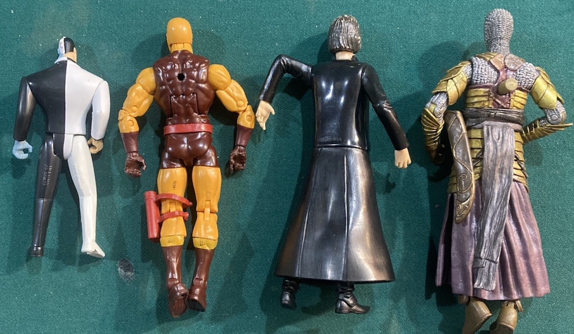 4 ACTION FIGURES,Elven Warrior,PROFESSOR SNAPE,Marvel Daredevil,2 FACE BATMAN