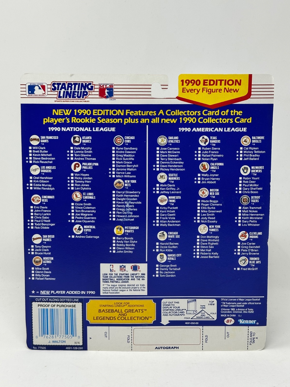 1990 KENNER STARTING LINEUP MLB BASEBALL JEROME WALTON CHICAGO CUBS MOC