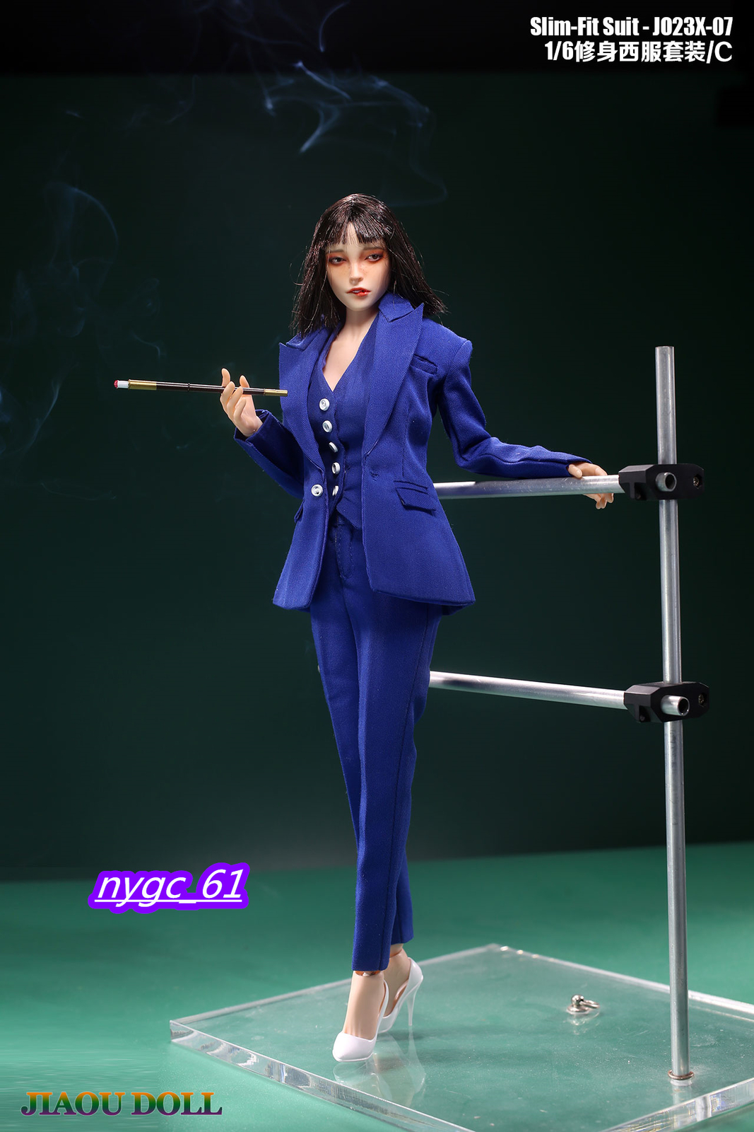 1/6 Blue Slim Suit Coat Trousers Vest Clothes Fit 12 » Female PH TBL Body doll