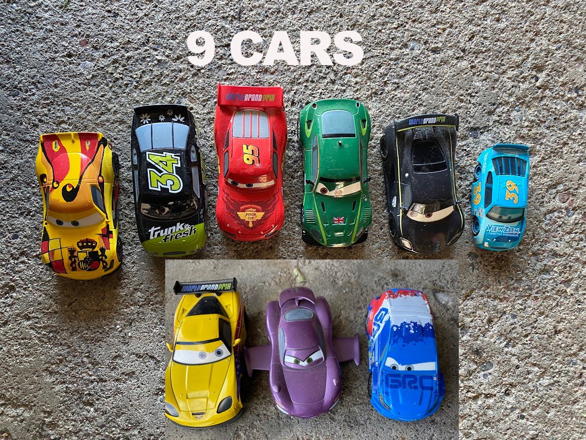 Disney Store 2011 Pixar Cars 2 World Grand Prix Die Cast 9 Pack Lighted Set