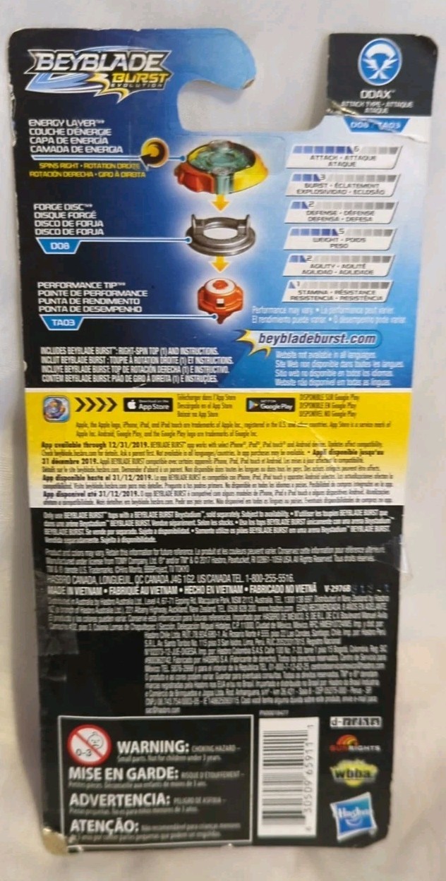 Hasbro Beyblade Burst Odax Attack type Energy Layer + Forge Disc + Tip – READ