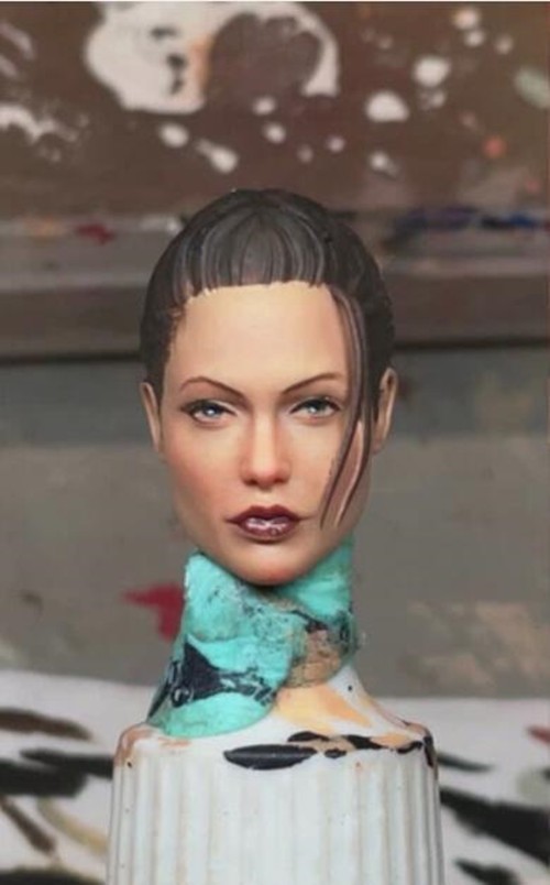 1:6 Painted Head Sculpt Angelina Jolie Tomb Raider For 12&Prime; Female Action Figure