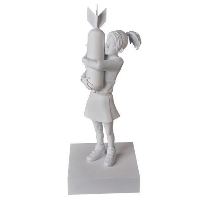 Medicom Toy BANKSY BOMB HUGGER White Ver Statue Figure F/S EMS