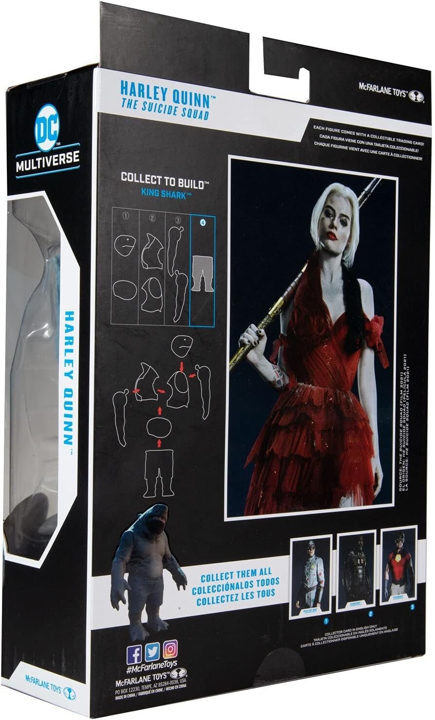 McFarlane DC Suicide Squad Harley Quinn 7” Action Figure Build-A-King Shark NIB