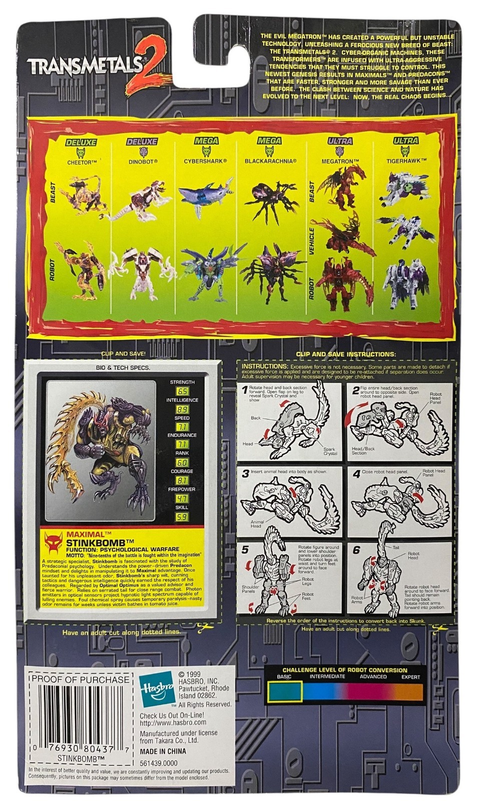 Transformers Beast Wars Transmetals 2 Stinkbomb Vintage 1999 Action Figure NEW